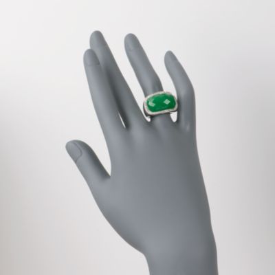 Green Jade Ring With Diamonds in Sterling Silver &mdash; Alt Image 2