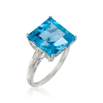 10.50 Carat Blue Topaz Ring With Diamonds in Sterling Silver &mdash; Alt Image 3