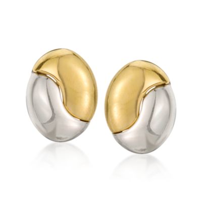 Two-Tone Oval Earrings &mdash; Alt Image 1