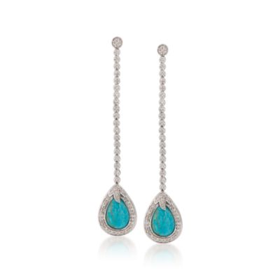 Turquoise and .33 ct. t.w. Diamond Linear Earrings in Sterling Silver &mdash; Alt Image 1