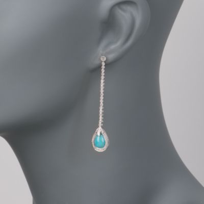 Turquoise and .33 ct. t.w. Diamond Linear Earrings in Sterling Silver &mdash; Alt Image 2