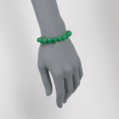 Jade Beaded Bracelet in 14kt Yellow Gold. 7.5" &mdash; Alt Image 2