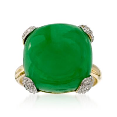 16mm Jade Ring in 14kt Yellow Gold &mdash; Alt Image 1