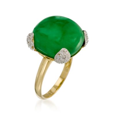 16mm Jade Ring in 14kt Yellow Gold &mdash; Alt Image 3