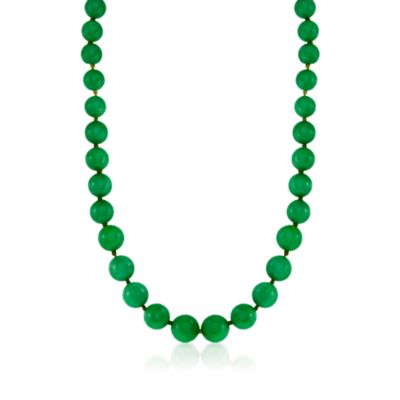 7-14mm Jade Bead Necklace in 14kt Yellow Gold. 36" &mdash; Alt Image 1