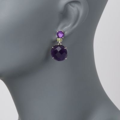 33.50 ct. t.w. Amethyst and .50 ct. t.w. Peridot  Drop Earrings in Sterling Silver &mdash; Alt Image 2