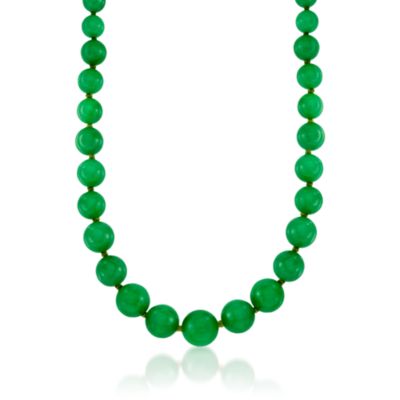 Jade Beaded Necklace in 14kt Yellow Gold. 18" &mdash; Alt Image 1
