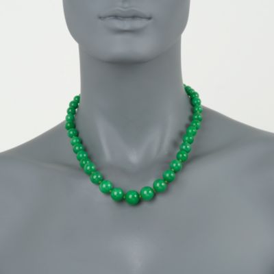 Jade Beaded Necklace in 14kt Yellow Gold. 18" &mdash; Alt Image 2