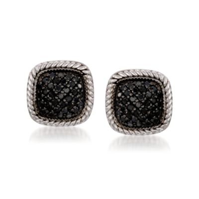 .50 ct. t.w. Black Diamond Earrings in Sterling Silver. Post Earrings &mdash; Alt Image 1