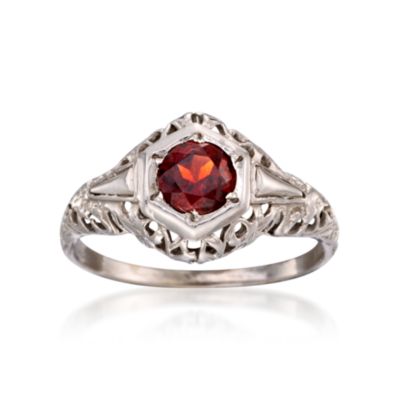 C. 1990 Vintage .60 Carat Garnet Ring in 14kt White Gold. Size 5.75 &mdash; Alt Image 1