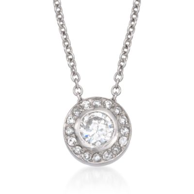 1.00 Carat CZ Solitaire Necklace In Sterling Silver &mdash; Alt Image 1