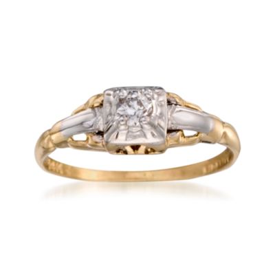 C. 1950 Vintage .10 Carat Diamond Ring in 14kt Two-Tone Gold. Size 4.75 &mdash; Alt Image 1