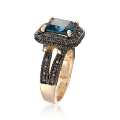6.00 Carat London Blue Topaz Ring With .17 ct. t.w. Diamonds in Sterling Silver Two-Tone. Size 7 &mdash; Alt Image 3
