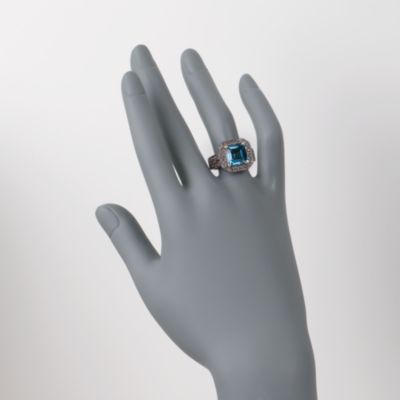 6.00 Carat London Blue Topaz Ring With .17 ct. t.w. Diamonds in Sterling Silver Two-Tone. Size 7 &mdash; Alt Image 2