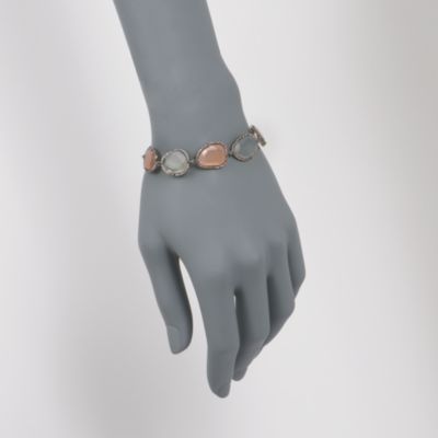 Moonstone Slice Bracelet With 1.50 ct. t.w. Natural Diamonds In Sterling Silver. 7.5" &mdash; Alt Image 2