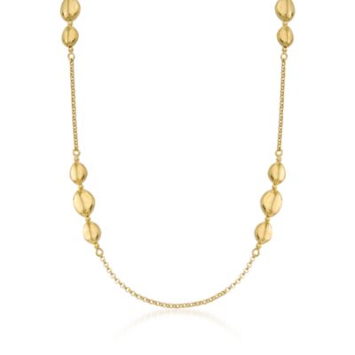 Italian Long Beaded Necklace in Vermeil. 30" &mdash; Alt Image 1