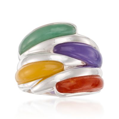 Multicolored Jade Ring in Sterling Silver &mdash; Alt Image 1