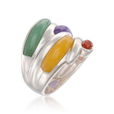 Multicolored Jade Ring in Sterling Silver &mdash; Alt Image 3