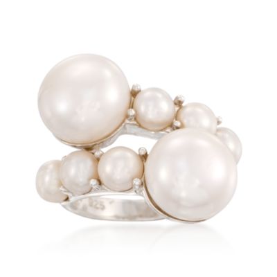 Pearl Bypass Ring in Sterling Silver &mdash; Alt Image 1