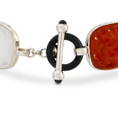 Carved Multicolored Jade Dragon Bracelet In Sterling Silver &mdash; Alt Image 3
