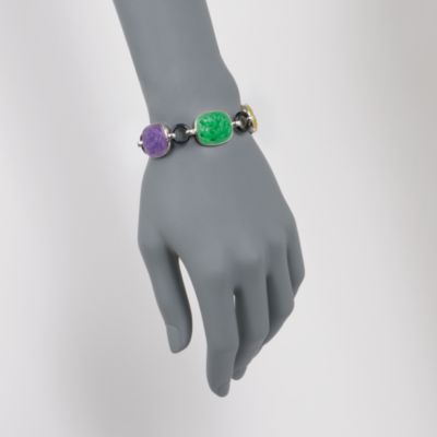 Carved Multicolored Jade Dragon Bracelet In Sterling Silver &mdash; Alt Image 2