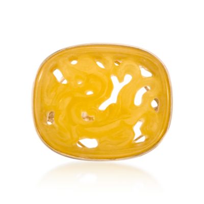 Carved Yellow Jade Dragon Ring In 14kt Yellow Gold &mdash; Alt Image 1