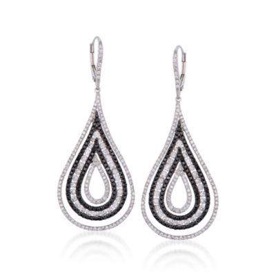 3.52 ct. t.w. Black and White Diamond Drop Earrings in 18kt White Gold &mdash; Alt Image 1