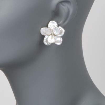 9-12mm Biwa Pearl and .12 ct. t.w. Diamond Earrings in 14kt White Gold &mdash; Alt Image 2