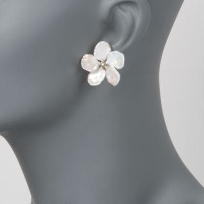 11-12mm Biwa Pearl and .10 ct. t.w. Diamond Earrings in 14kt White Gold &mdash; Alt Image 2