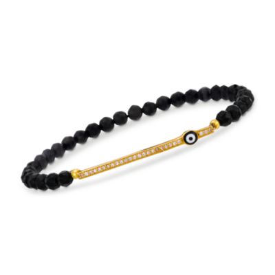 Onyx and .20 ct. t.w. CZ Bracelet In Vermeil. Adjustable Size &mdash; Alt Image 1
