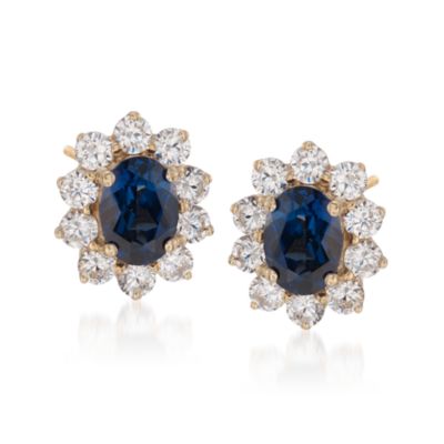 1.50 ct. t.w. Faux Sapphire and 1.00 ct. t.w. CZ Earrings in 14kt Yellow Gold &mdash; Alt Image 1