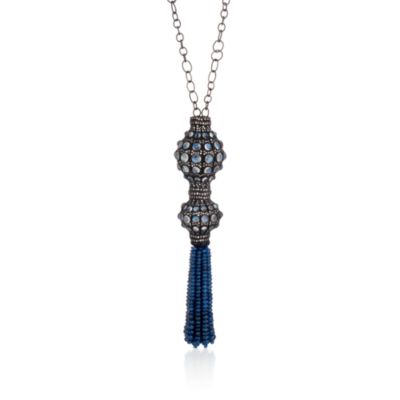 110.00 ct. t.w. Multi-Gemstone and Natural 6.15 ct. t.w. Diamond Tassel Necklace in Sterling Silver. 28" &mdash; Alt Image 1