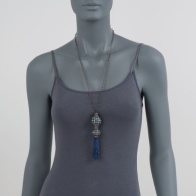 110.00 ct. t.w. Multi-Gemstone and Natural 6.15 ct. t.w. Diamond Tassel Necklace in Sterling Silver. 28" &mdash; Alt Image 2