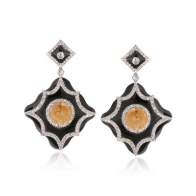 Black Onyx and 13.00 ct. t.w. Sapphire Drops With 2.70 ct. t.w. Diamonds in 18kt White Gold &mdash; Alt Image 1