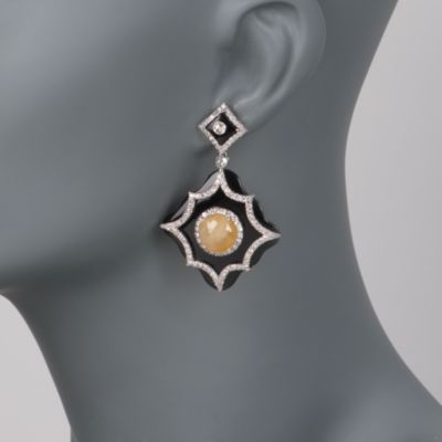 Black Onyx and 13.00 ct. t.w. Sapphire Drops With 2.70 ct. t.w. Diamonds in 18kt White Gold &mdash; Alt Image 2