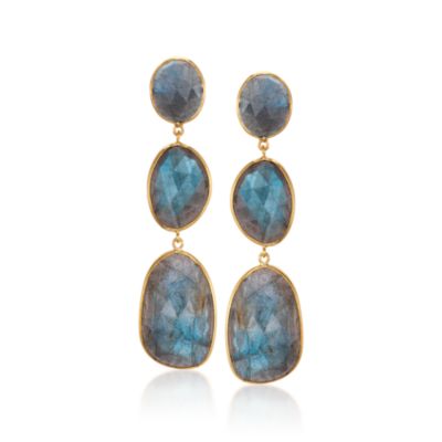 Labradorite Statement Earrings in 18kt Yellow Gold &mdash; Alt Image 1