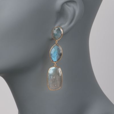 Labradorite Statement Earrings in 18kt Yellow Gold &mdash; Alt Image 2