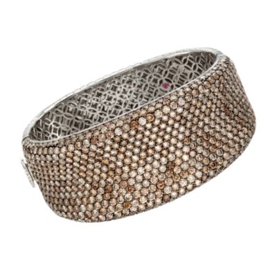 Roberto Coin "Fantasia" 27.80 ct. t.w. Brown Diamond Bangle Bracelet in 18kt White Gold. 7" &mdash; Alt Image 1