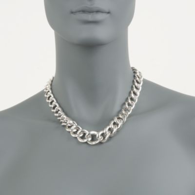 Italian Sterling Silver Graduated Link Necklace With .50 ct. t.w. Blue Topaz Caps &mdash; Alt Image 2