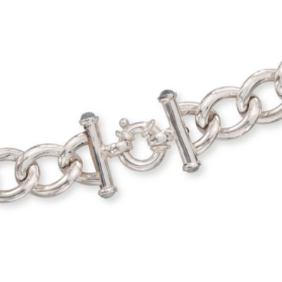 Italian Sterling Silver Graduated Link Necklace With .50 ct. t.w. Blue Topaz Caps &mdash; Alt Image 3