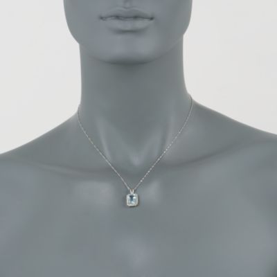 2.00 Carat Aquamarine and .30 ct. t.w. Diamond Pendant Necklace in 14kt White Gold. 16" &mdash; Alt Image 2