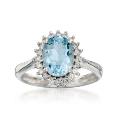 1.60 Carat Aquamarine and .30 ct. t.w. Diamond Ring in 14kt White Gold &mdash; Alt Image 1