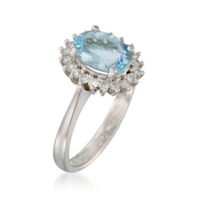 1.60 Carat Aquamarine and .30 ct. t.w. Diamond Ring in 14kt White Gold &mdash; Alt Image 3