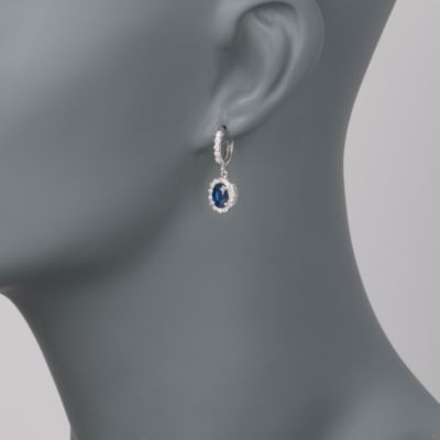 2.00 ct. t.w. Sapphire and .40 ct. t.w. Diamond Earrings in 14kt White Gold &mdash; Alt Image 2