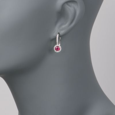 1.15 ct. t.w. Ruby and .60 ct. t.w. Diamond Earrings in 14kt White Gold &mdash; Alt Image 2