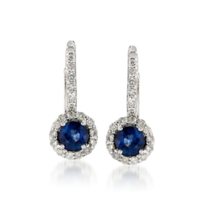 1.15 ct. t.w. Sapphire and .60 ct. t.w. Diamond Earrings in 14kt White Gold &mdash; Alt Image 1