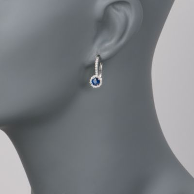 1.15 ct. t.w. Sapphire and .60 ct. t.w. Diamond Earrings in 14kt White Gold &mdash; Alt Image 2