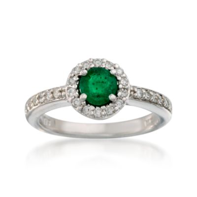 .55 Carat Emerald and .30 ct. t.w. Diamond Ring in 14kt White Gold &mdash; Alt Image 1