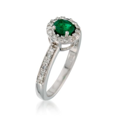.55 Carat Emerald and .30 ct. t.w. Diamond Ring in 14kt White Gold &mdash; Alt Image 3