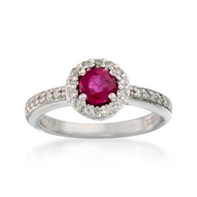 .80 Carat Ruby and .30 ct. t.w. Diamond Ring in 14kt White Gold &mdash; Alt Image 1